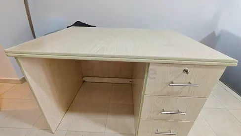 Light wood office desk with three drawers – good condition. 80 X 115 Cms