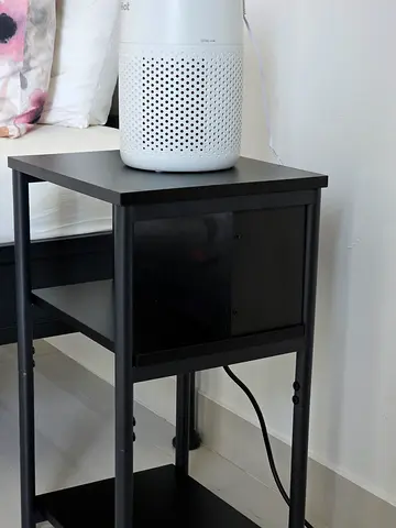 Simple black bedside table / nightstand - sturdy and compact