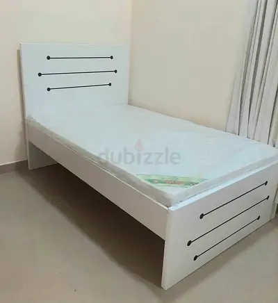 Brand New Single white wooden bed frame with mattress