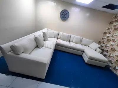 Crate and barrel beige color Ushape sofa for sale