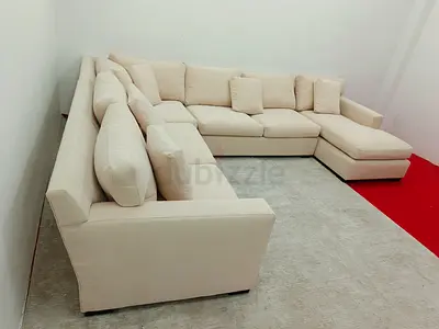 Crate and barrel beige color Ushape sofa for sale