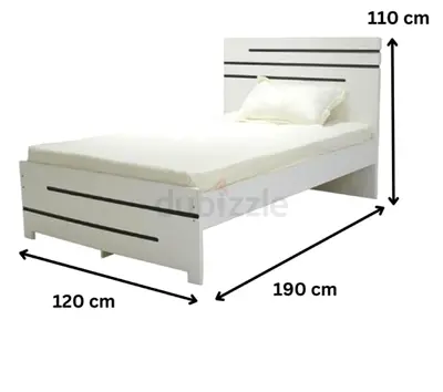 White Single Bed Frame with Headboard (90x190cm) - Simple Design