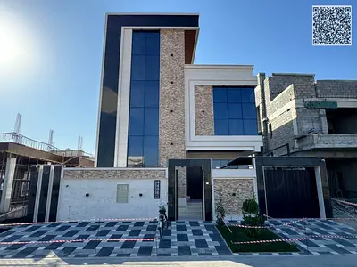 For Sale: Distinctive Modern Villa in Al Yasmeen, Ajman • 3 floors with an elegant stone facade. •