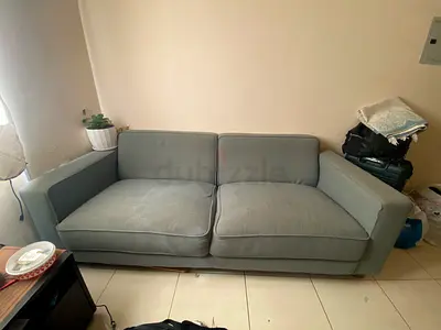 3-Seater Grey Fabric Sofa - Good Condition