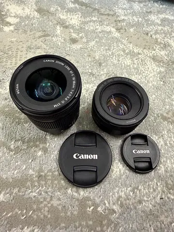 Canon 250D camera | Two Canon EF-S Lenses bundle — 18-55mm and 55-250mm (with caps)