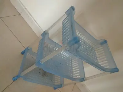 Lightweight 3-Tier Plastic Storage Shelf - Blue