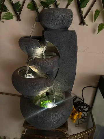 Indoor tabletop cascading water fountain - stone finish