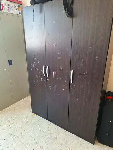 Used 3-Door Wooden Wardrobe / Armoire - Dark Finish