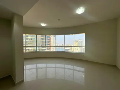 The finest and most luxurious 3-bedroom apartment with a hall for annual rent in Sharjah Al Khan, near Al Tarboush Al Souri and Al Qasba Corniche, 190