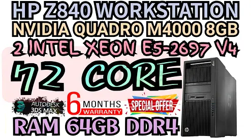 DDR4 64GB RAM HP Z840 WORKSTATION DUAL INTEL XEON E5-2697 V4 NVIDIA QUADRO M4000 8GB DDR5