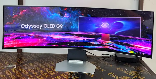 The Samsung Odyssey OLED G9 (Model: S49CG954SM / LS49CG954SMXUE) is a premium 49-inch curved gaming