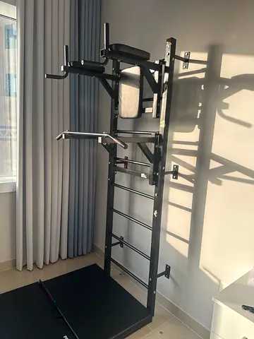 Wall-mounted power tower with pull-up, dip and leg raise station - Excellent condition