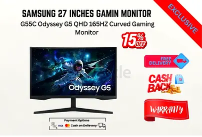 Samsung 27 inches G55C Odyssey G5 QHD 165HZ Curved Gaming Monitor LS27CG552-FREE DELIVERY