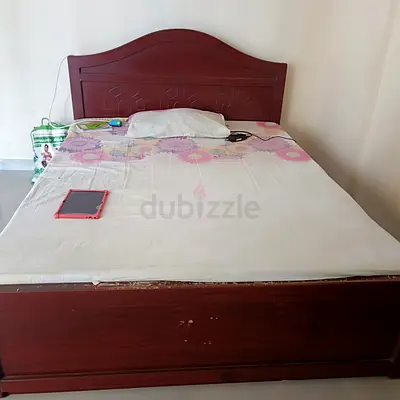 Wooden Double Bed with Headboard and Storage Base - Used