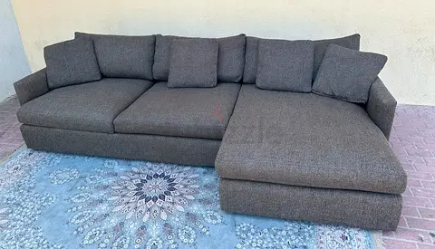Crate and barrel chocolate brown lounge Deep Lshape sofa