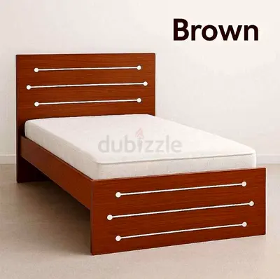 Single Wooden Bed Frame with Headboard and Footboard - Brown