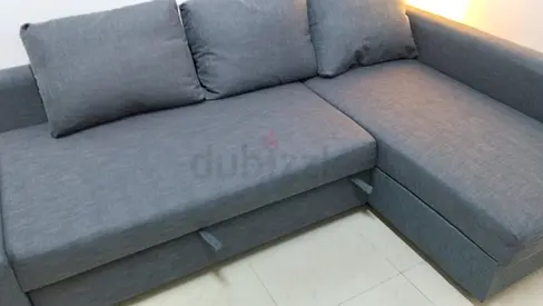 Ikea Grey L-shaped Corner Sofa with Chaise