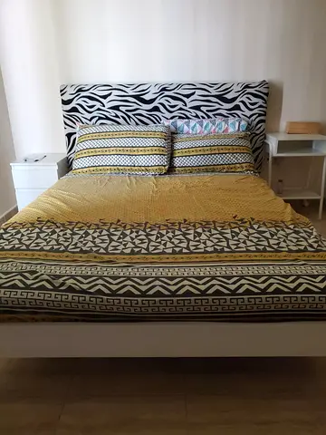 Queen Bed Frame with Zebra Headboard and Mattress Included