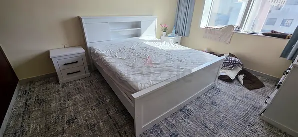 Bedroom bed set with mattress and 2 side table and dresser