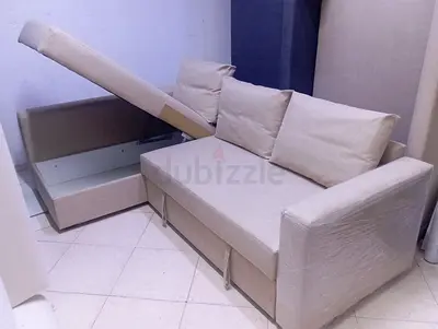 Beige Storage Sofa Bed - Compact 2-Seater with Underseat Storage