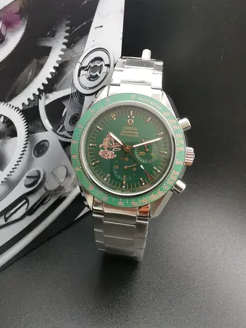 Omega Speedmaster-style Green Dial Stainless Steel Chronograph Master Copy Watch