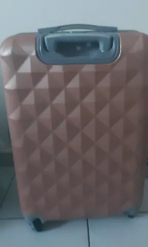 Medium rose-gold hard-shell spinner suitcase - good condition