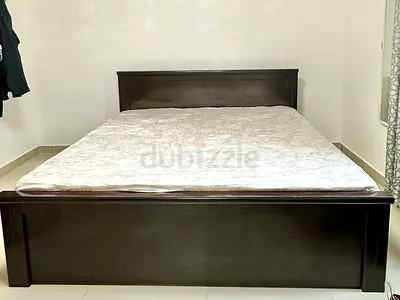 King size bed frame with mattress with under bed storages on both ends