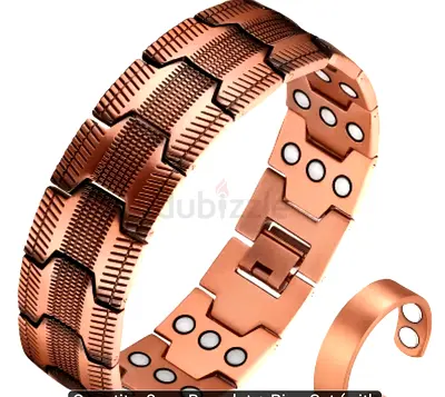 Brand new Men red Copper Magnetic Therapy bracelet and ring for strength power and stamina for sale.