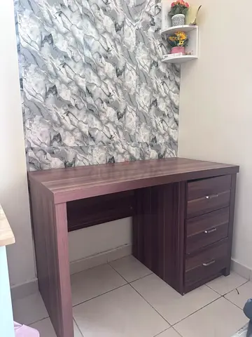 Compact wooden study desk with 4 drawers - good condition