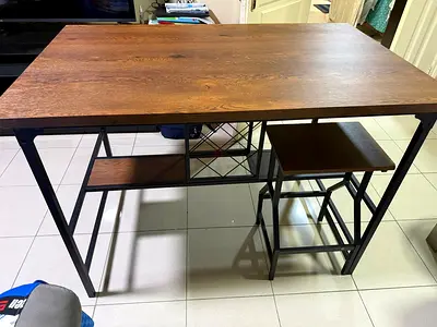 Pan Home Delancey 1+4 Dining Set - Natural and Black
