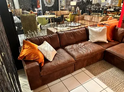 Marina home Leather Sofa Large Brown Leather L-Shaped Corner Sofa - Excellent Condition