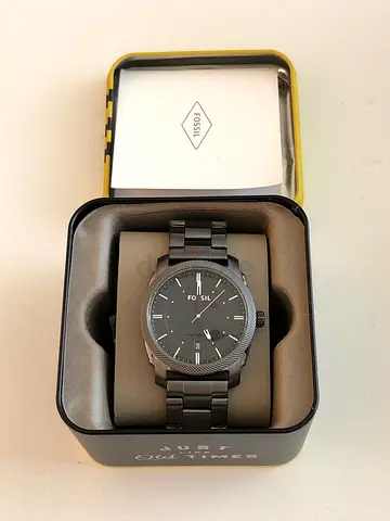 Fossil mens stainless steel watch - never used, grey, with original box