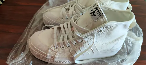 White Adidas High-Top Sneakers - Almost New