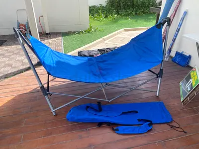 Portable Folding Hammock with Stand - Blue, Includes Carry Bag