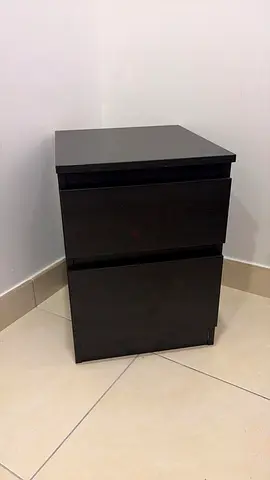 Dark Wood 2-Drawer Bedside Table / Nightstand - Good Condition