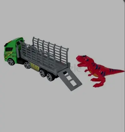 Toy Transport Truck with Red Dinosaur Figure