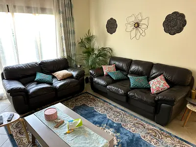 Dark Brown Leather 3-seater Sofa + 2-seater  - Good Condition