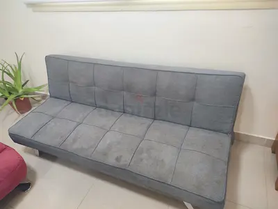 Grey 3-seater Futon Sofa Bed