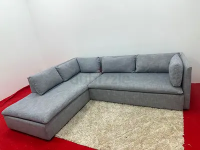 As perfect condition pottery barn grey color lshape sofa