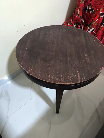 Round Wooden Side Table - Vintage, Needs Minor Refurbish