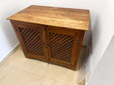 Solid Wood Cabinet with Lattice Doors