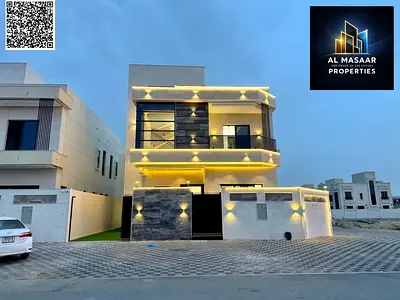 Villa (corner) for sale in Ajman | Al Helio 2 area | 5 rooms, majlis, 2 halls and roof | Freehold ownership for all nationalities | Price includes reg