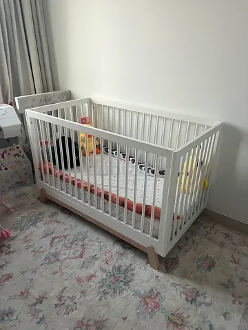 White Wooden Baby Crib - Good Condition