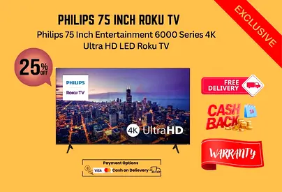 Philips 75 Inch Entertainment 6000 Series 4K Ultra HD LED Roku TV 75PUL6645-FREE DELIVERY-WARRANTY