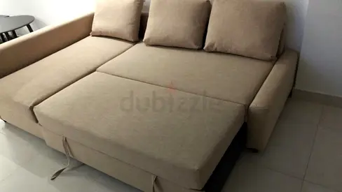 Ikea Beige 3-Seater Sofa Bed