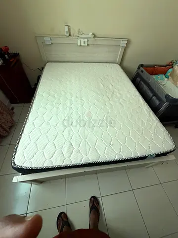 Queen size mattress with bed frame - good condition urgent sale must go today