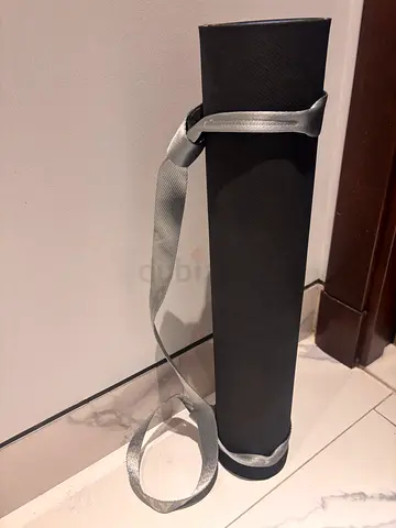 Black Yoga Mat with Carrying Strap - Good Condition