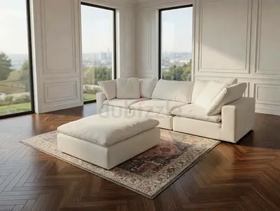 Modular feather filled marina home sofa and footstool