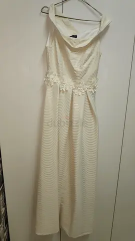 White Floral Waist Maxi Dress, Size Unknown - Good Condition