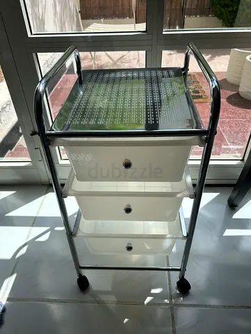3-Tier Metal Storage Unit with Rolling Plastic Trays – Easy to Move